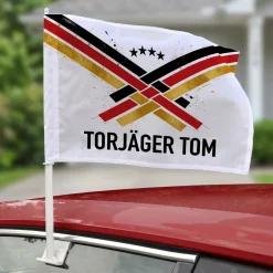 Fußball Autofahne personalisiert mit Wunschtext | Deutschland Fan Deko für WM, EM, Auto Korso