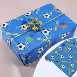 Fußballer-Geschenkpapier mit Wunschname