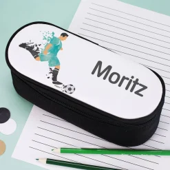 Fußballer Stiftebox mit Namensaufdruck | Federmmappe