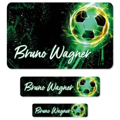 Fußball - Namensaufkleber für Schulmaterial, Aufkleber mit Name, wasserfest (100 Stück)