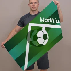Fußball Sporthandtuch personalisiert mit Name | Sport Handtuch als Geschenk für Fußballer