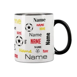 Fußballtasse mit Ihrem Namen in verschiedenen Schriftarten