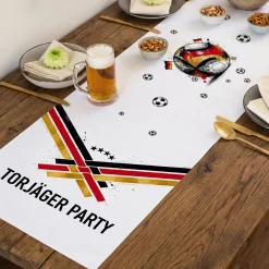 Fußball Tischläufer personalisiert mit Wunschtext | Deutschland Tisch Deko für WM, EM & Public Viewing