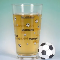 Fußball Trinkglas mit Namensaufdruck
