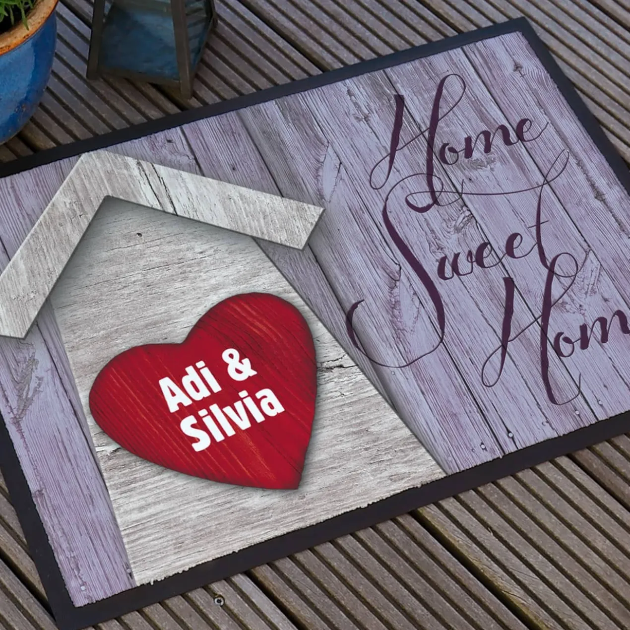 Fußmatte - Home Sweet Home - mit großem Herz