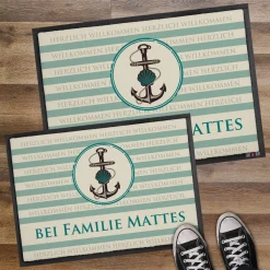 Fußmatte im maritimen Design bedruckt & Text personalisiert