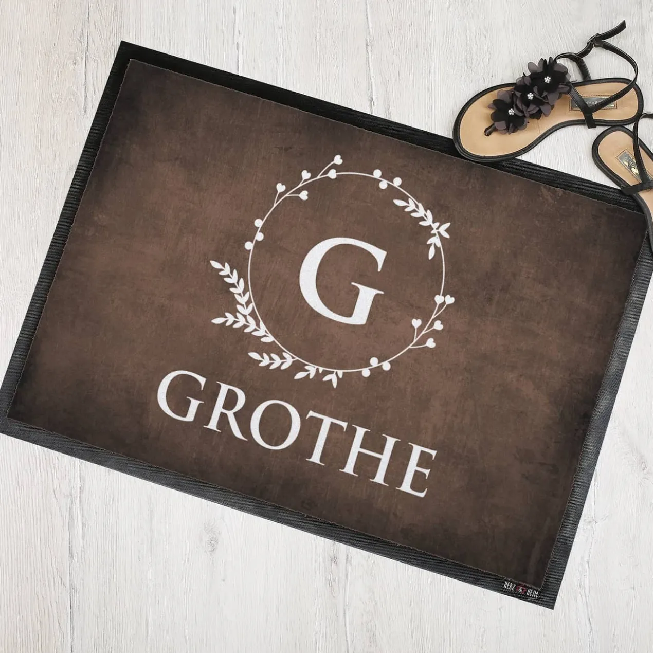 Fußmatte mit Monogramm & Text bedruckt in 2 Größen