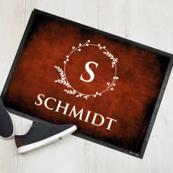 Fußmatte mit Monogramm & Text bedruckt in 2 Größen