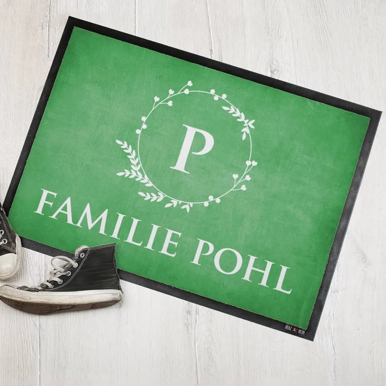 Fußmatte mit Monogramm & Text bedruckt in 2 Größen