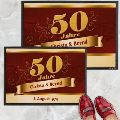 Fußmatte zur Goldenen Hochzeit mit großer 50