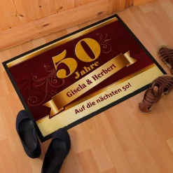 Fußmatte zur Goldenen Hochzeit mit großer 50