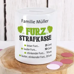 Furz - Strafkasse, die Spardose mit Ihrem Wunschtext