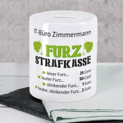 Furz - Strafkasse, die Spardose mit Ihrem Wunschtext