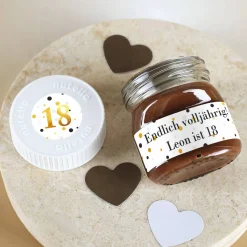 Gastgeschenk zum Geburtstag - 10er Set Nutella Gläschen mit passenden Aufklebern