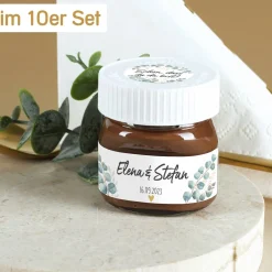 Gastgeschenk zur Hochzeit - 10 Mini Nutella Gläschen mit passenden Etiketten zum selbst Bekleben