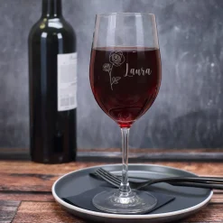 Geburtsblumen-Glas mit Name persönlich graviert