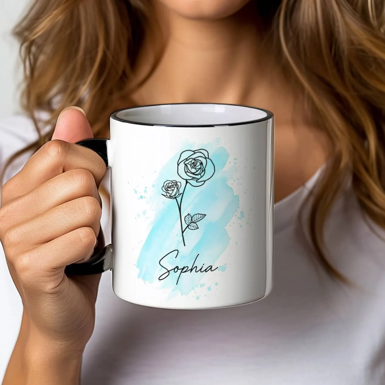 Geburtsblumen-Tasse mit Name persönlich bedruckt