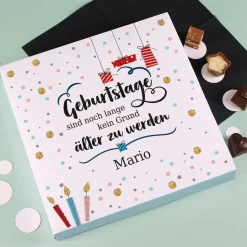 Geburtstage sind noch lange kein Grund älter zu werden - alkoholfreie Lindt Pralinen mit Name
