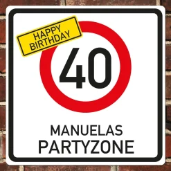 Geburtstagsbanner - Happy Birthday im Verkehrszeichen-Look