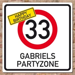 Geburtstagsbanner - Happy Birthday im Verkehrszeichen-Look