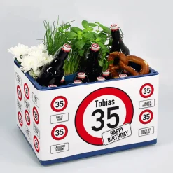 Geburtstagsbier Bierkasten-Banderole mit Verkehrszeichen zum Geburtstag