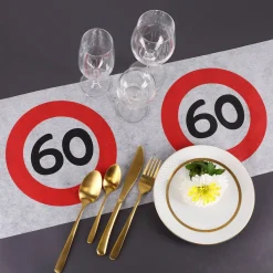 Geburtstagsdeko Tischläufer mit Verkehrszeichen 18 bis 60