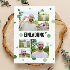 Geburtstagseinladung mit 6 Fotos und Ihren Wunschtexten