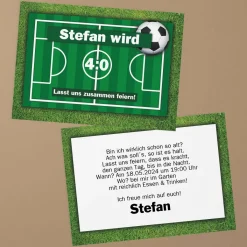 Geburtstagseinladung mit Fußballfeld und Ihren Wunschtexten