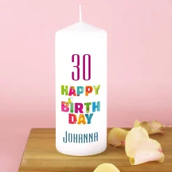 Geburtstagskerze - Happy Birthday - mit Name und Alter