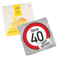 Geburtstagskuchen im Verkehrszeichen-Design personalisiert mit Alter, Name & Wunschtext