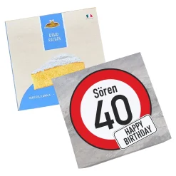 Geburtstagskuchen im Verkehrszeichen-Design personalisiert mit Alter, Name & Wunschtext