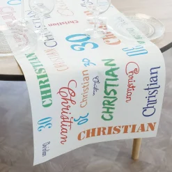 Geburtstagsparty Tischläufer mit Name und Alter - in zwei Längen