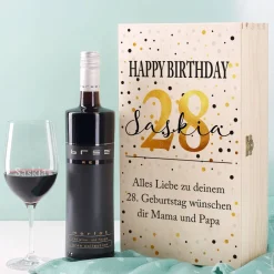 Geburtstagsset mit BREE Wein, Weinglas und persönlicher Verpackung