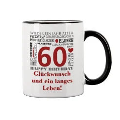 Geburtstagstasse mit guten Wünschen, Name, Alter und Glückwunschtext