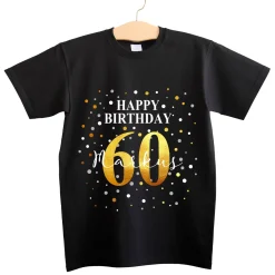 Geburtstags T-Shirt mit Konfetti-Design - personalisiert mit Name & Jahreszahl | Herren | Schwarz