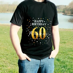 Geburtstags T-Shirt mit Konfetti-Design - personalisiert mit Name & Jahreszahl | Herren | Schwarz