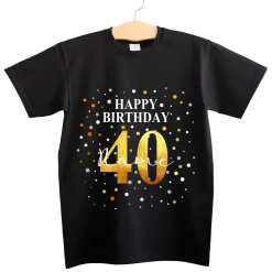 Geburtstags T-Shirt mit Konfetti-Design - personalisiert mit Name & Jahreszahl | Herren | Schwarz