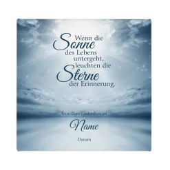 Gedenkleinwand mit Spruch, Name und Datum - 20 x 20