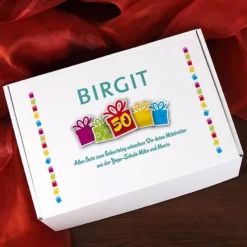 Gefüllte Geschenkbox zum 50. Geburtstag