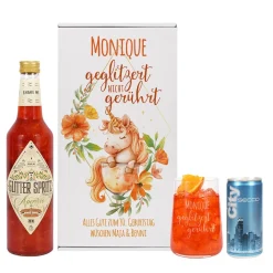 geglitzert nicht gerührt - Glitter Spritz Set mit Glas und Geschenkbox