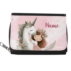 Geldbörse mit Einhorn & Blumenmädchen und Wunschname personalisiert