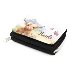 Geldbörse mit niedlicher Kuh, Schmetterlingen und Namensaufdruck