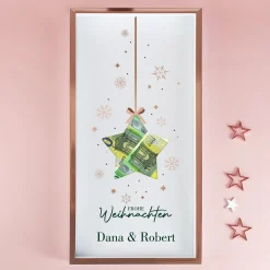 Geldgeschenk Bilderrahmen - Frohe Weihnachten - mit Stern & Name personalisiert | Weihnachtsgeschenk