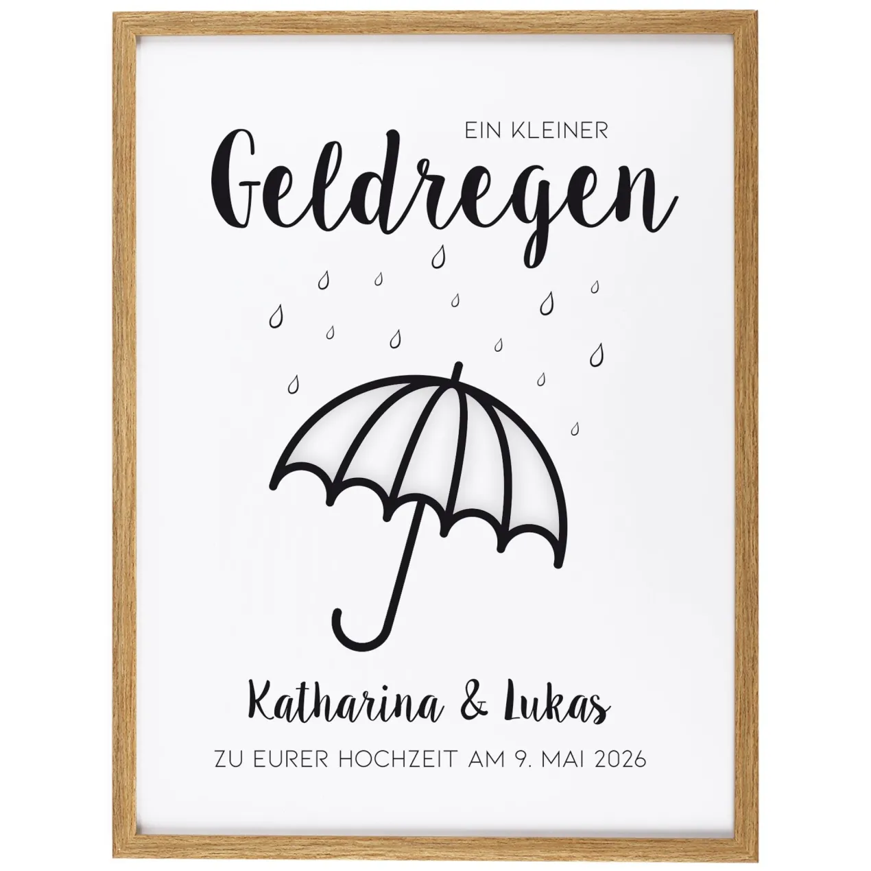 Geldgeschenk Bilderrahmen personalisierbar mit Text | Geldregen