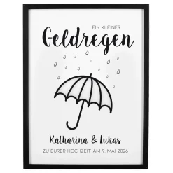 Geldgeschenk Bilderrahmen personalisierbar mit Text | Geldregen