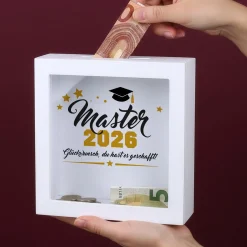 Geldgeschenk Bilderrahmen Spardose zu Schulabschluss, Abitur, Bachelor, Master & Ausbildung
