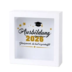 Geldgeschenk Bilderrahmen Spardose zu Schulabschluss, Abitur, Bachelor, Master & Ausbildung