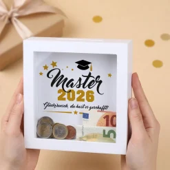 Geldgeschenk Bilderrahmen Spardose zu Schulabschluss, Abitur, Bachelor, Master & Ausbildung