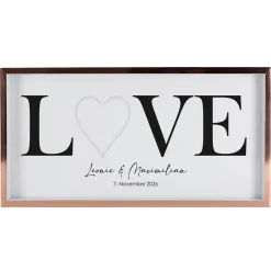Geldgeschenk Bilderrahmen zur Hochzeit mit Namen & Datum personalisiert | LOVE Motiv mit Herz