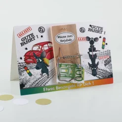 Geldgeschenk - Karte für Benzingeld mit Mausefalle